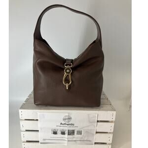 DOONEY & BOURKE LARGE BRWON PEBBLED LEATHER SHOULDER BAG